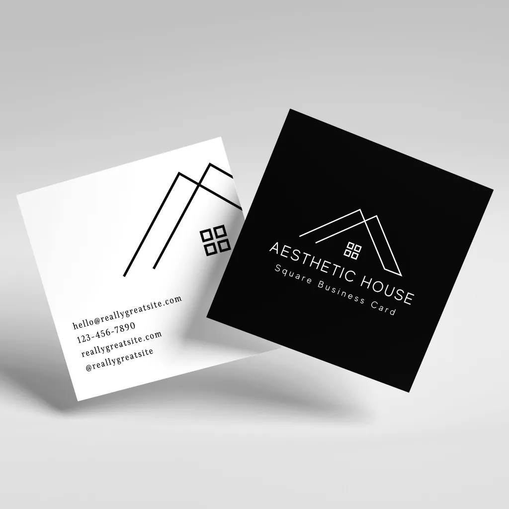 Square Business Cards – front view – printed by ColorAura, Surat